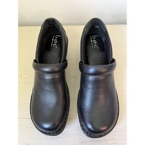 BOC Born Concept Black Leather Peggy Clog Wedge Slip-On Size 9 Women's Comfort